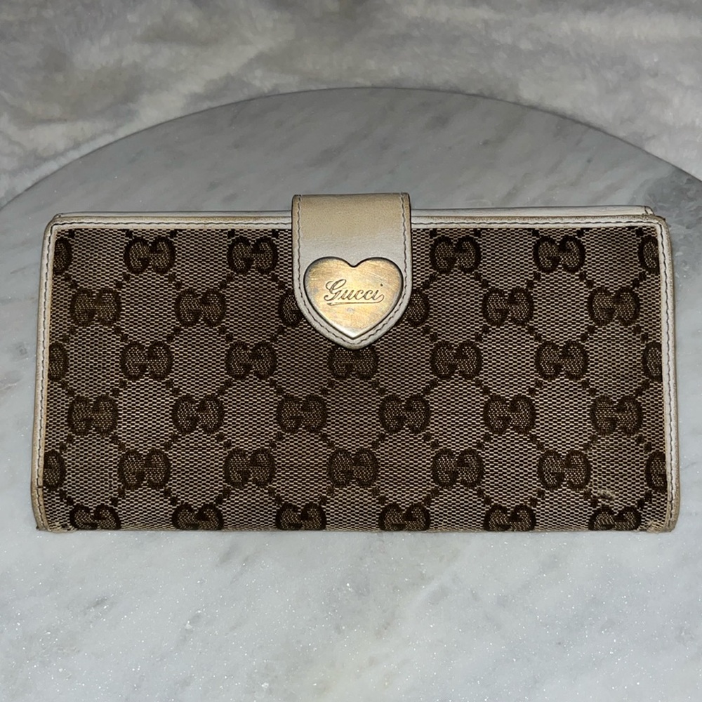 SOLD ❌❌❌GUCCI GG Pattern Canvas Leather Long Wallet - Picture 1 of 15